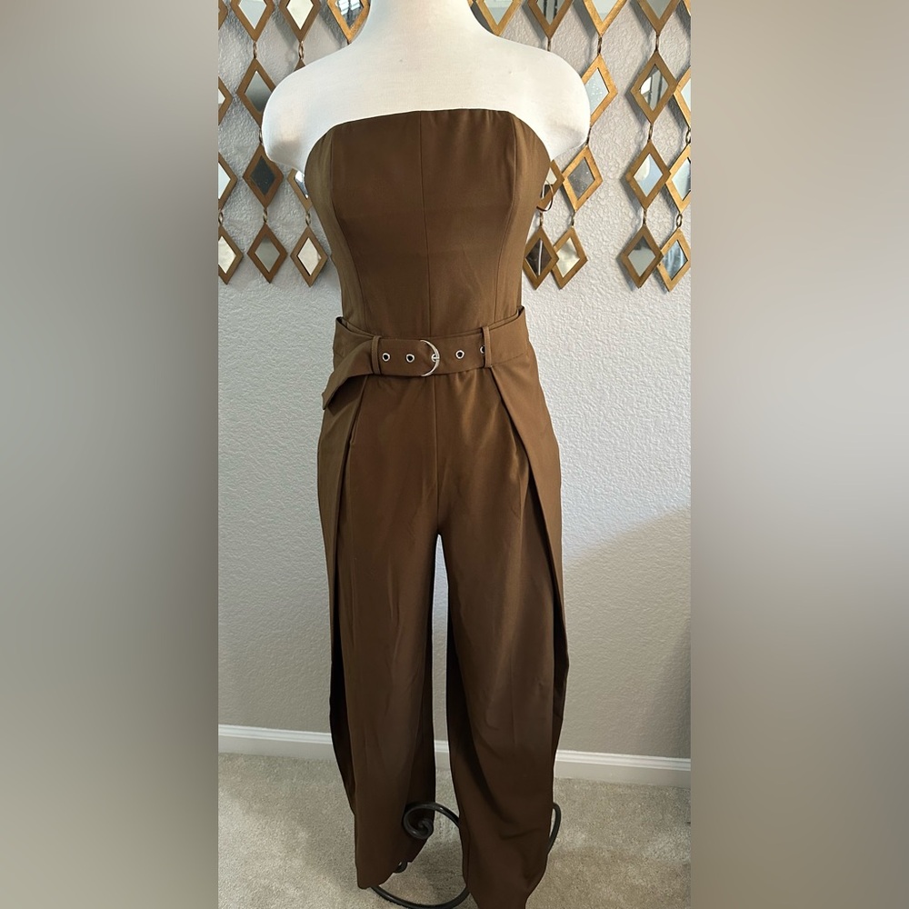 NWT Astr Chocolate Strapless Jumpsuit - Picture 5 of 8